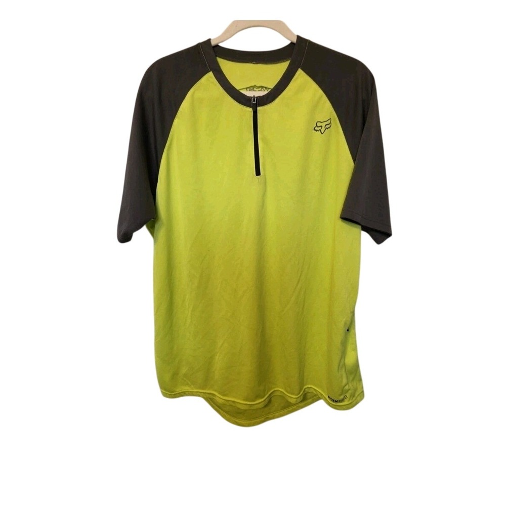 Fox Racing Ranger MTB Jersey Mens XL Neon Yellow Grey 1/4 Zip Cycling‎ Shirt